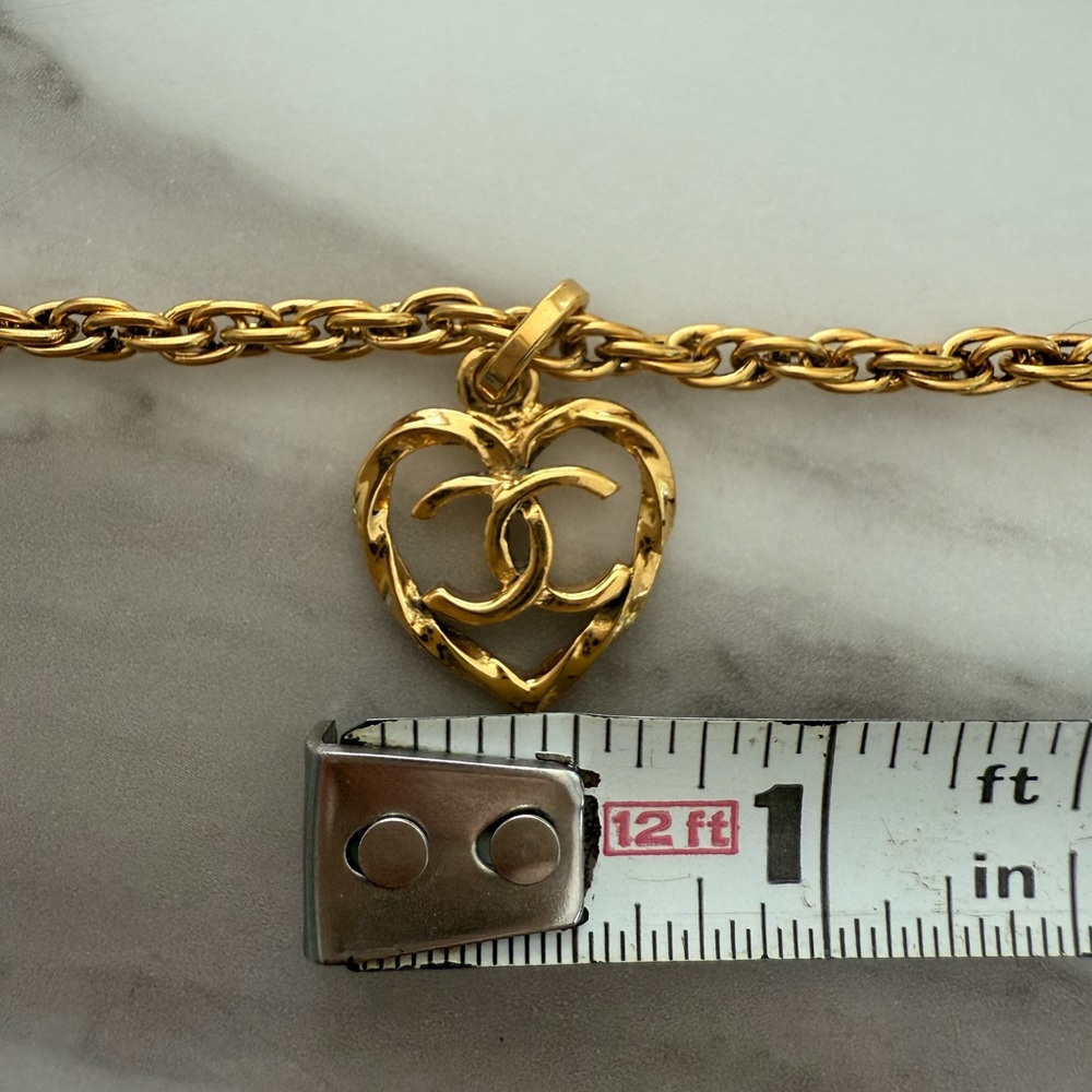 Chanel Vintage Heart Shape CC Logo Cut Out Pendant  Necklace - Picture 7 of 7